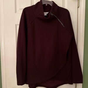 Athleta Cozy Karma Asym Pullover in spiced Cabernet. Only worn once.